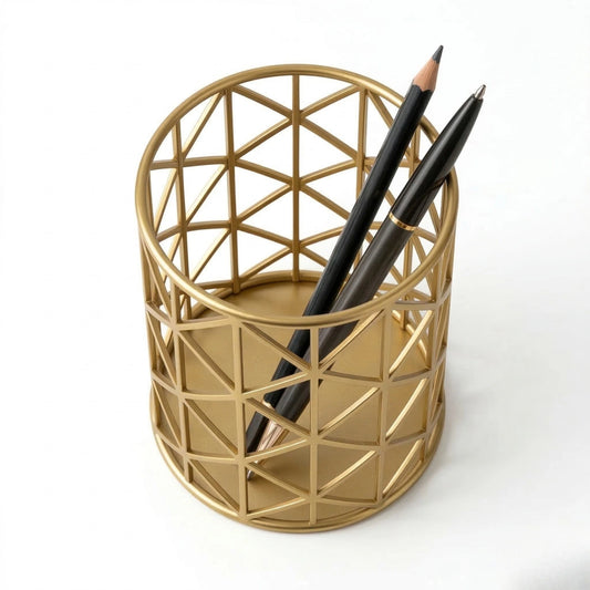 Colria Gold Geometric Wire Pen Holder