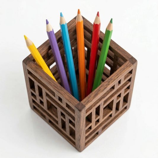 Colria Wooden Geometric Pen Holder
