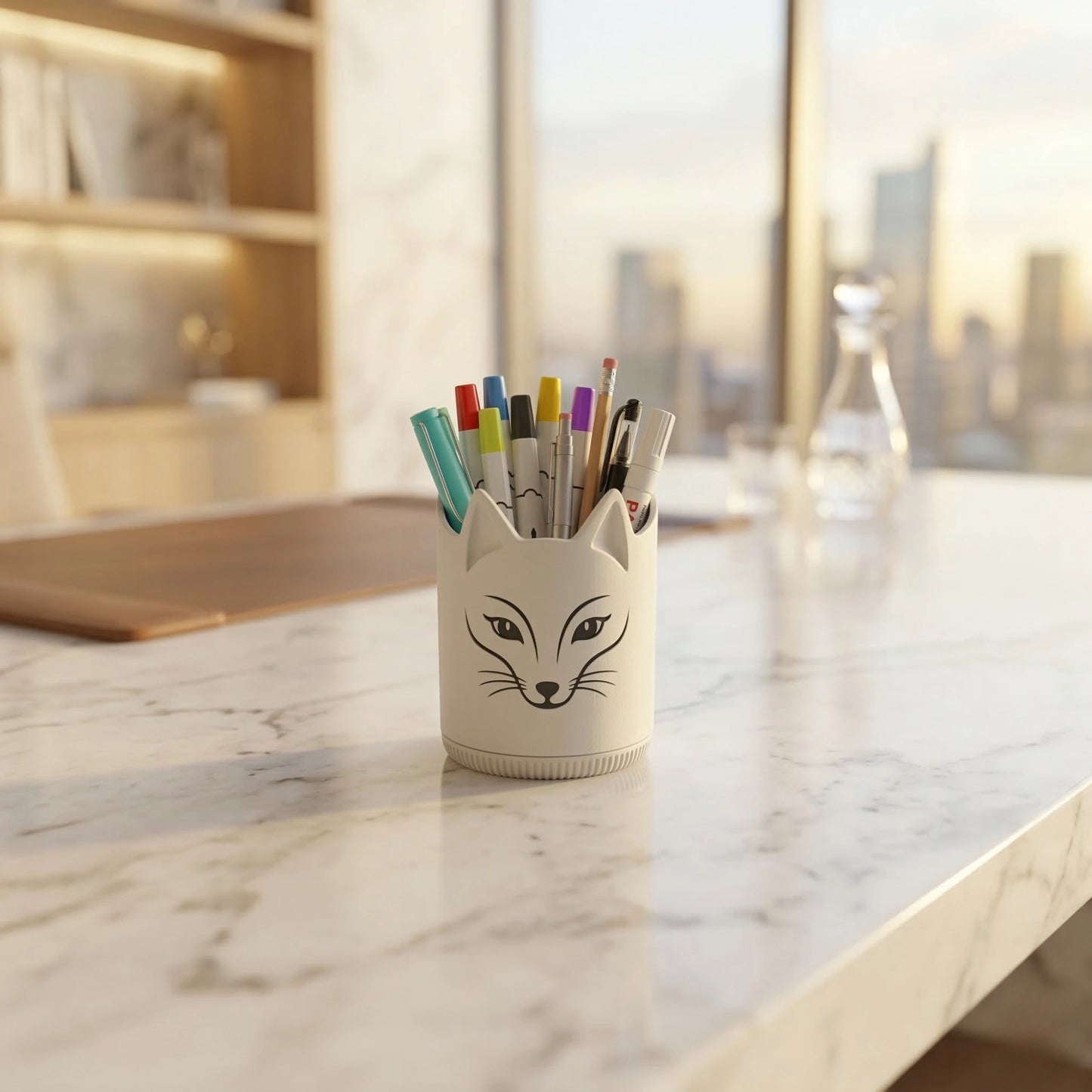 Colria Minimalist Fox Ceramic Pen Holder