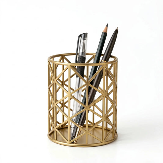 Colria Gold Geometric Wire Pen Holder