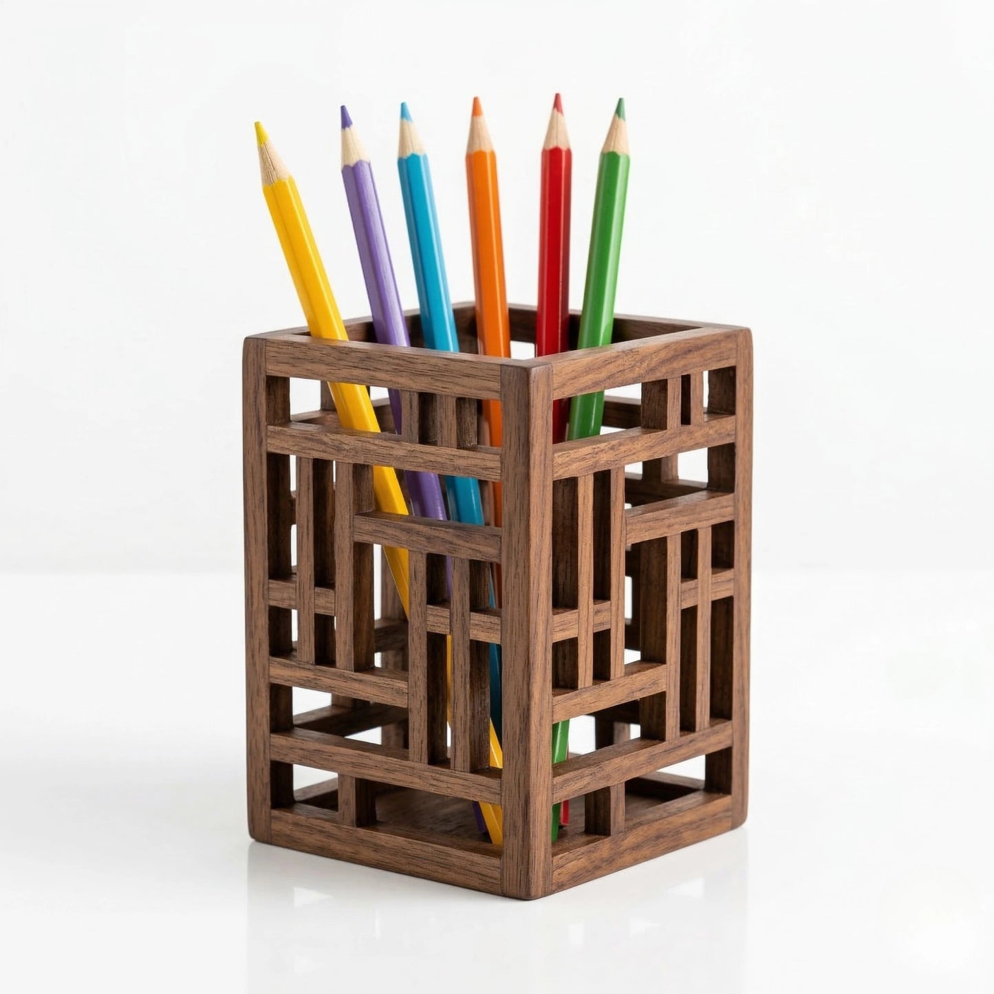 Colria Wooden Geometric Pen Holder