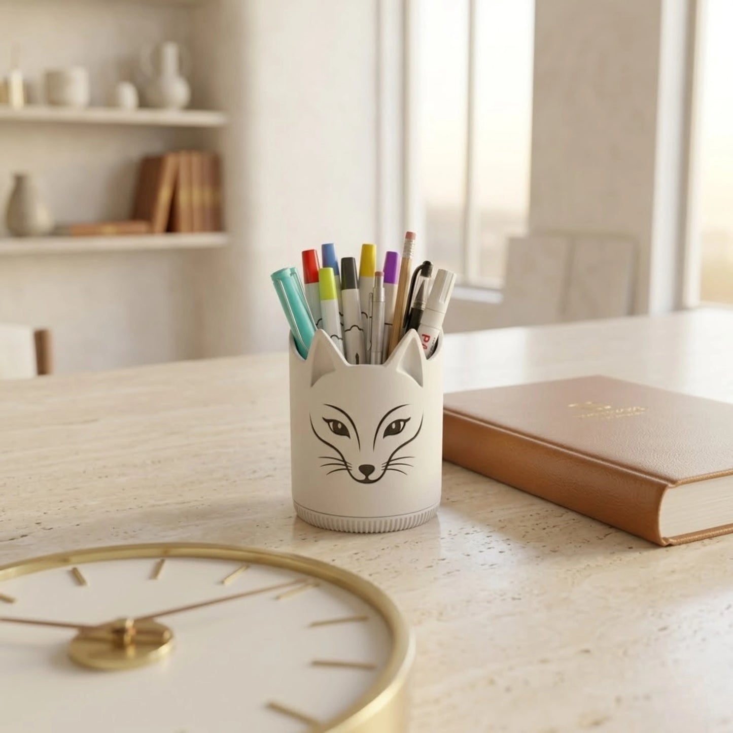 Colria Minimalist Fox Ceramic Pen Holder