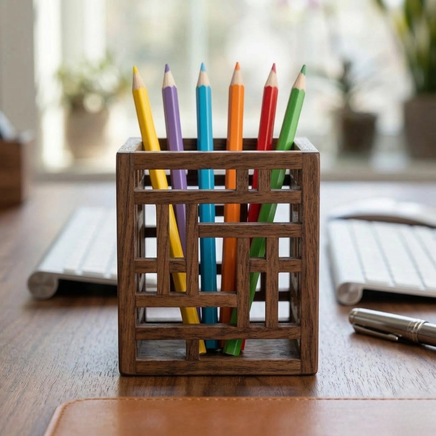 Colria Wooden Geometric Pen Holder
